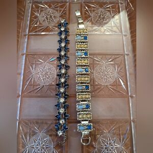 Two beautiful elegant blue and silver bracelets